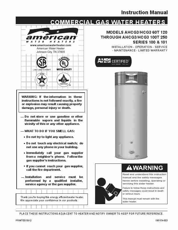 American Water Heater Water Heater AHCGHCG3 60T 120 - AHCG3HCG3 100T 250-page_pdf